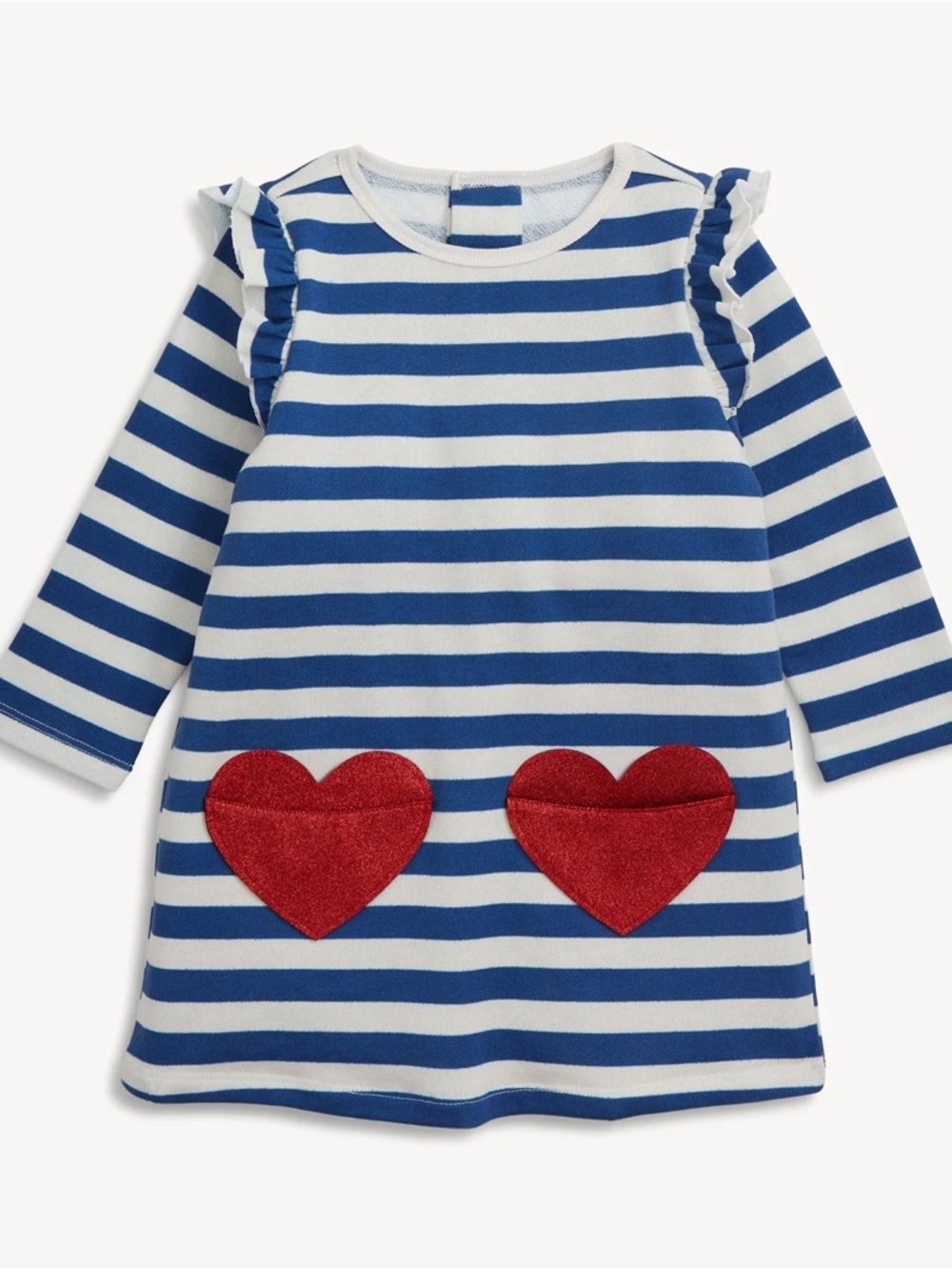 NWT Magnetic Me Peek-A-Pocket Striped Cotton Terry Heart Long Sleeve Dress 3T